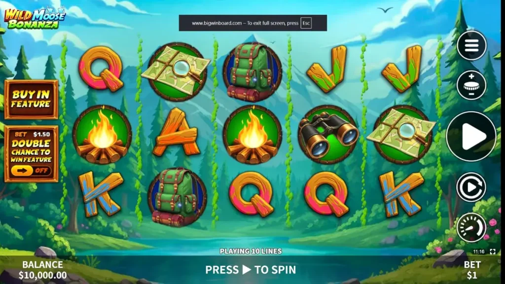 Wild Moose Bonanza slot machine wilderness theme